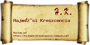 Hajmási Kreszcencia névjegykártya